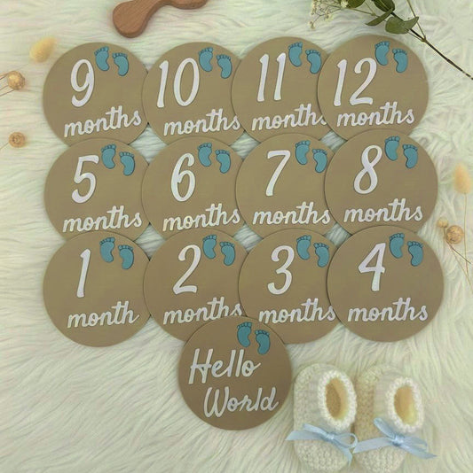Baby Milestone Discs Premium Touch | 1 - 12 Months Hello World | Free Shipping | Baby Shower Gift | Baby Gift | Baby Milestone Card|New Baby